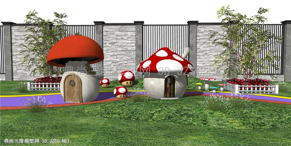儿童蘑菇房 儿童活动区 儿童器材 儿童户外景观 原创