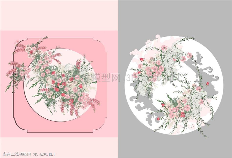 现代花艺花架植物墙户外婚礼露天草坪派对陈设小品6