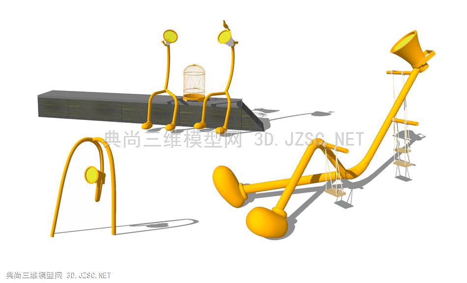 商业街雕塑创意小人灯具小品秋千小品