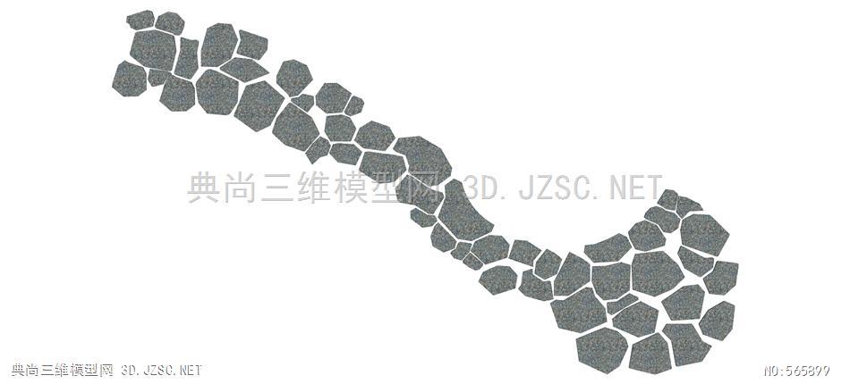 现代汀步小道石头小路庭院小路砖块小道53su模型