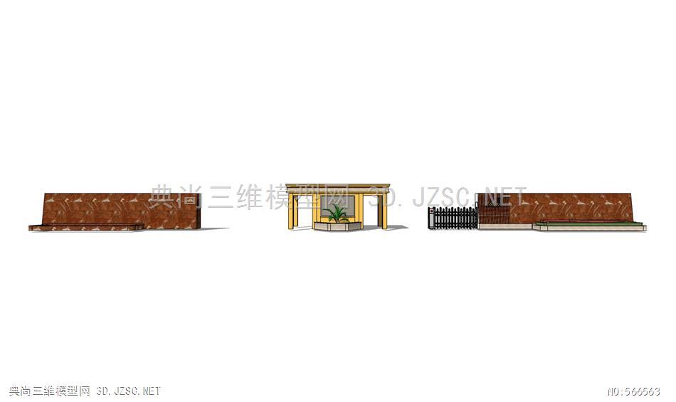 aa厂区学校大门入口11su模型