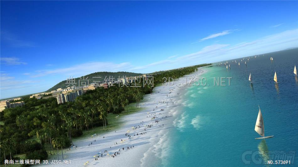 海洋 湖泊 天空 江河MAX：沙滩 海滩 场景 三维动画模型