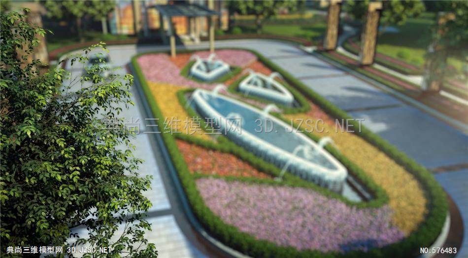 设计效果图 轿车 自然公园-广场景观仁恒东郊012商业街场景 商业广场