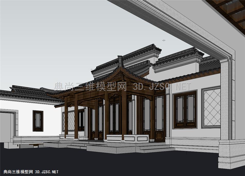 中式庭院SU模型