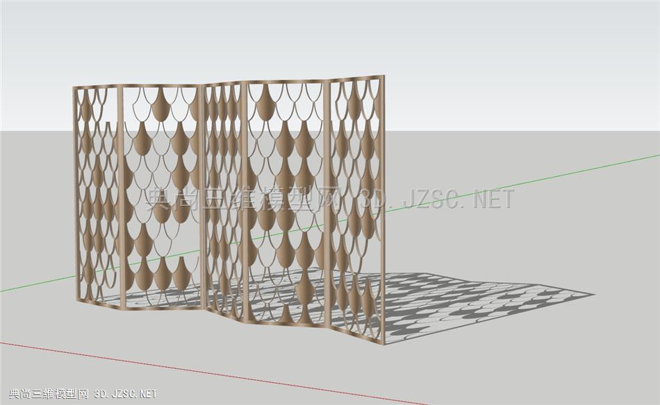 金属仿铜鱼鳞格栅屏风