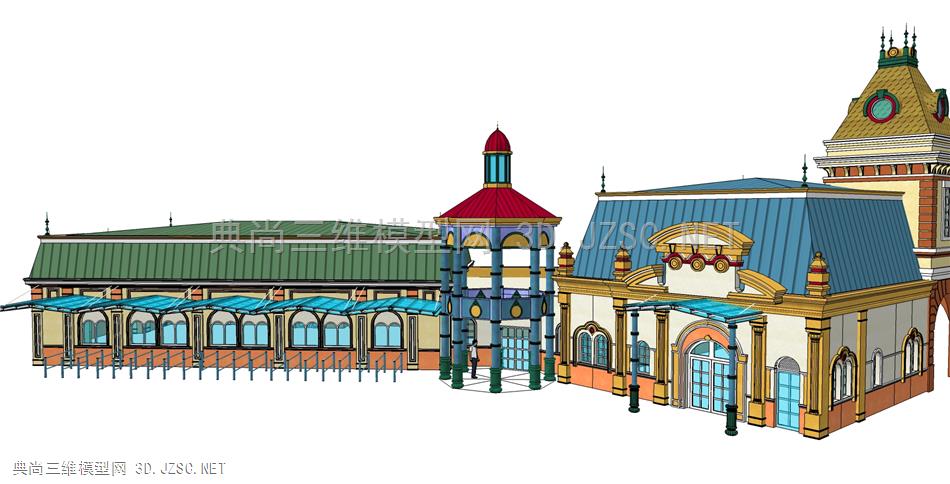 欧式建筑俄罗斯建筑模型主题建筑1102