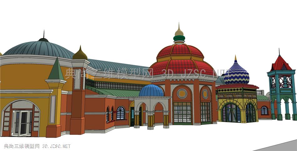 欧式建筑俄罗斯建筑模型主题建筑1303