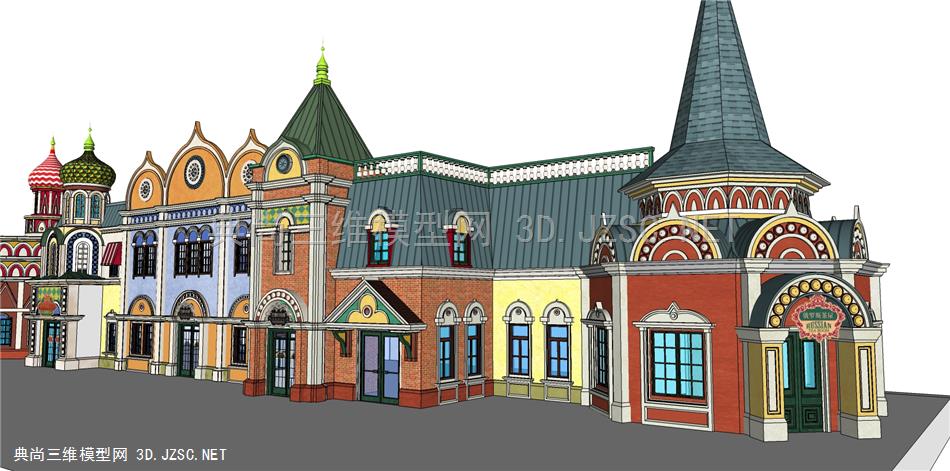 欧式建筑俄罗斯建筑模型主题建筑1206