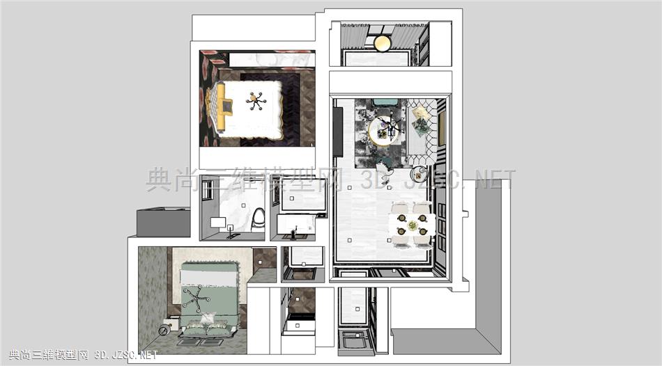 法式小户型住宅SU模型