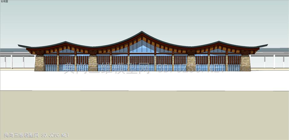 现代火车站车站设计SU模型+CAD文件
