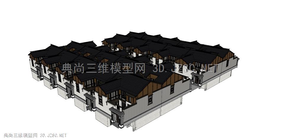 中式商业街古建筑SU模型