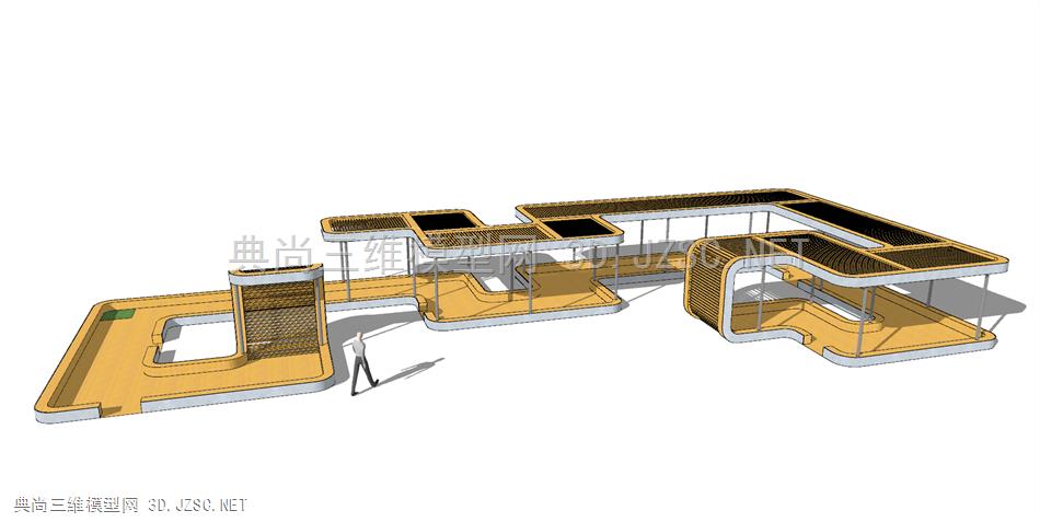 现代风格廊架花架建筑SU模型