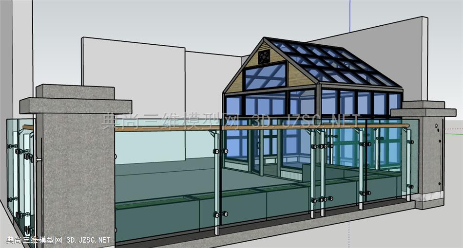 屋顶 围栏 洗衣房 阳光房su模型