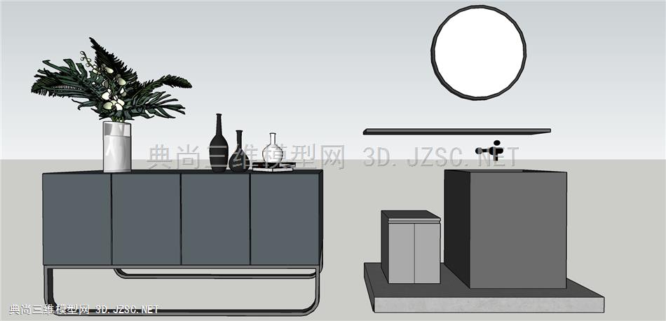 现代风格边柜洗手台组合