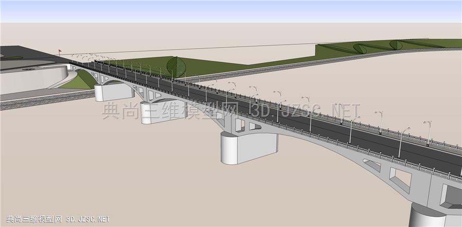 现代景观大桥SU模型