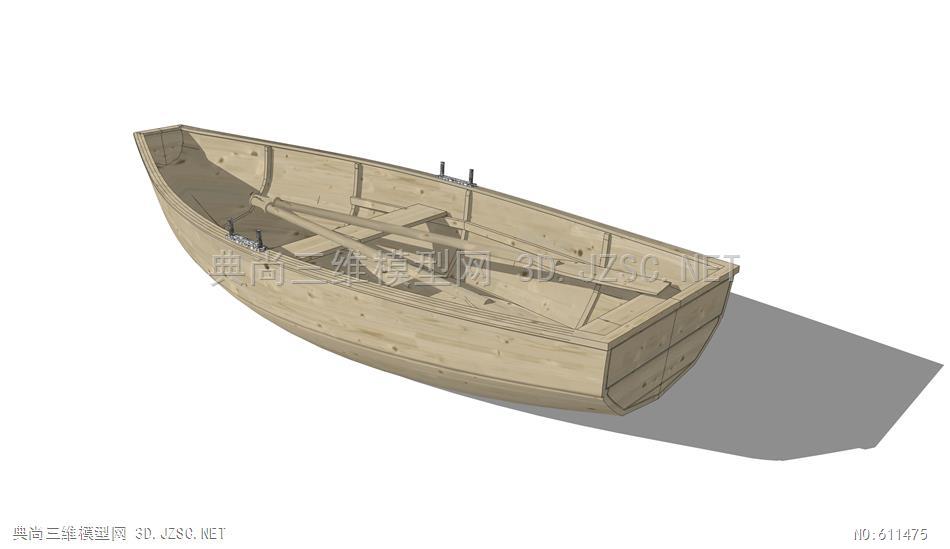 中式船筏 渔船 竹筏 木舟 船坞 (15)su模型