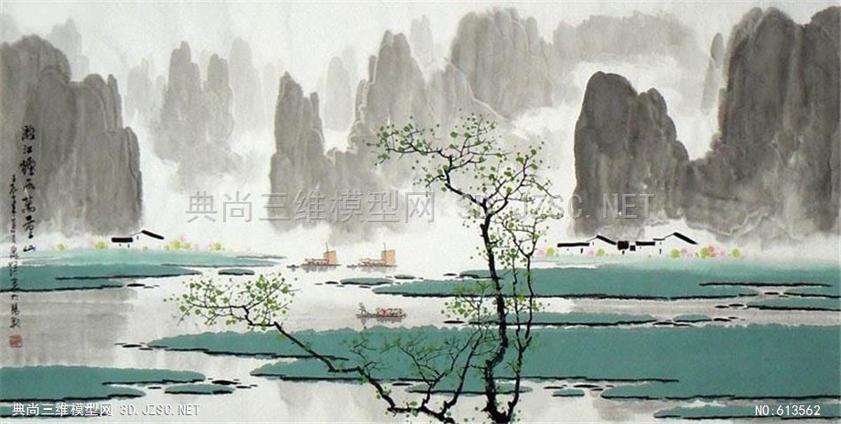 中式山水人物挂画墙面装饰挂画 (36)
