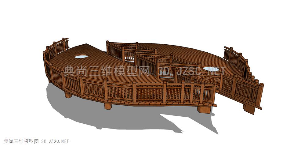 现代滨水景观桥梁SU模型