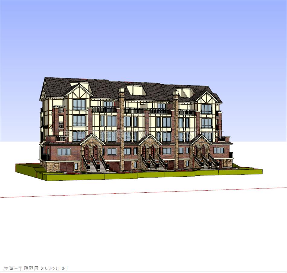 六联排叠墅2A+4B 英式建筑设计精品-SU模型