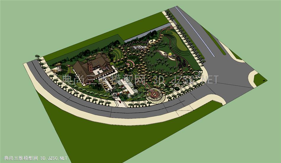牡丹江（庭院）学府公园会所 英式建筑设计精品-SU模型