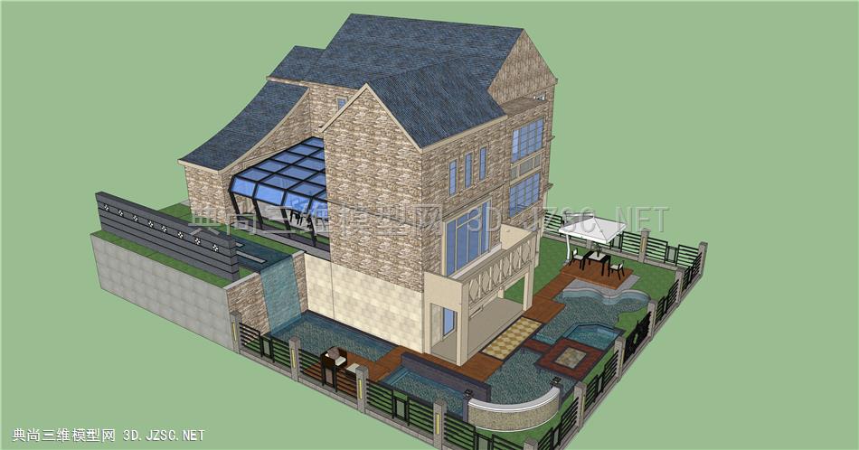 现代别墅建筑设计SU模型