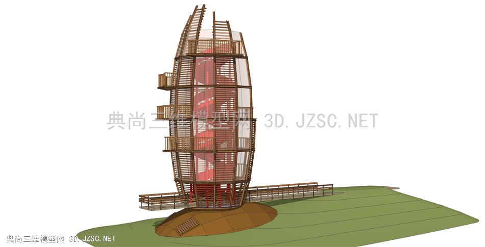 现代塔楼观景台建筑设计su模型su模型