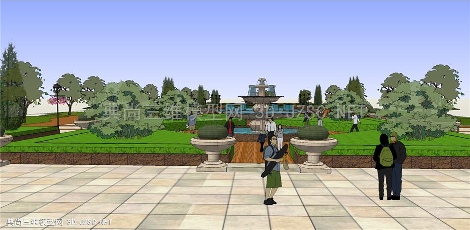 中心花园景观设计SU模型