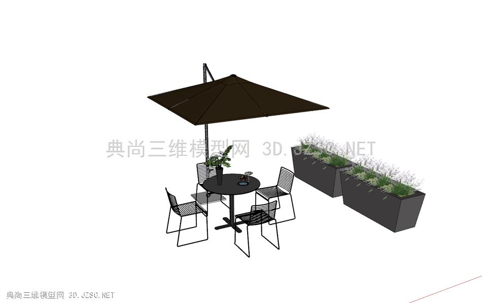 花箱、成品桌椅、组合、太阳伞