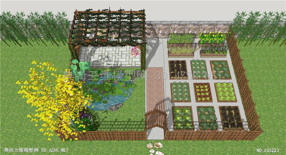 现代庭院菜园 菜地 蔬菜 种植园(4)su模型