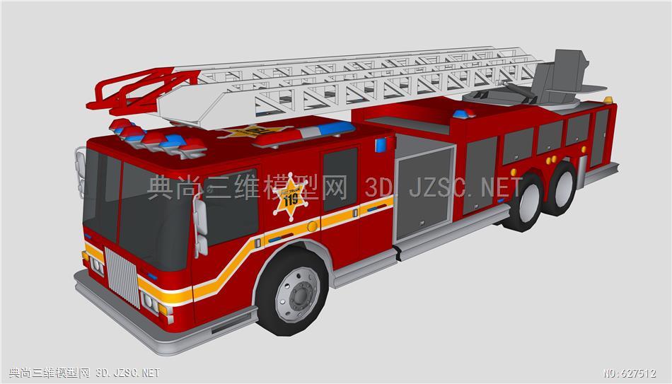 交通工具su模型消防车su模型3