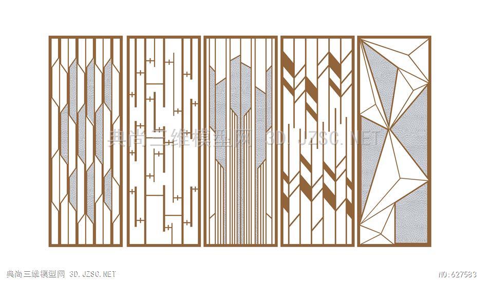 现代屏风隔断格栅镂空屏风11su模型