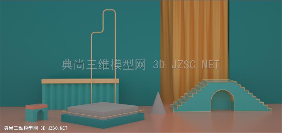 几何模型场景 C4D模型