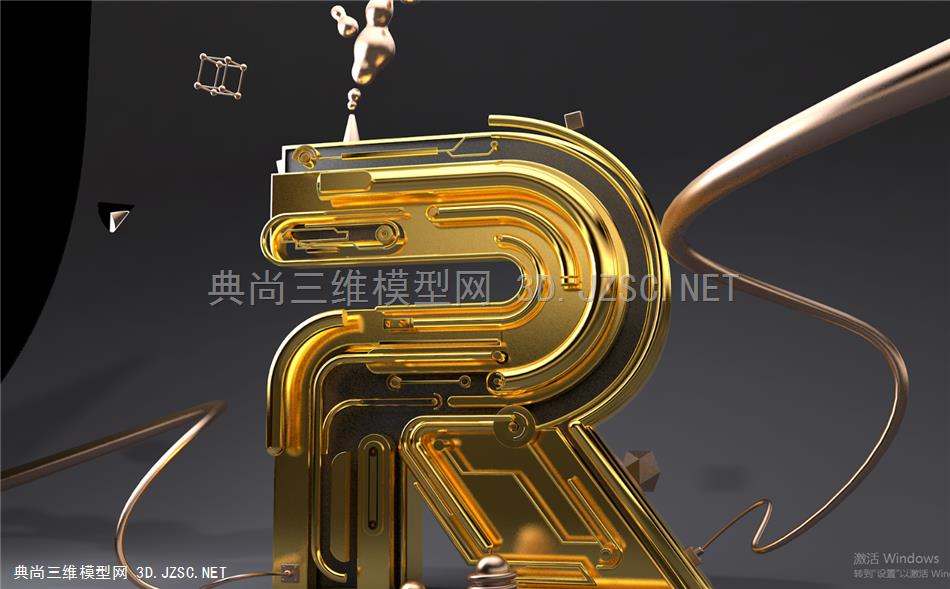 字母模型场景1 c4d模型