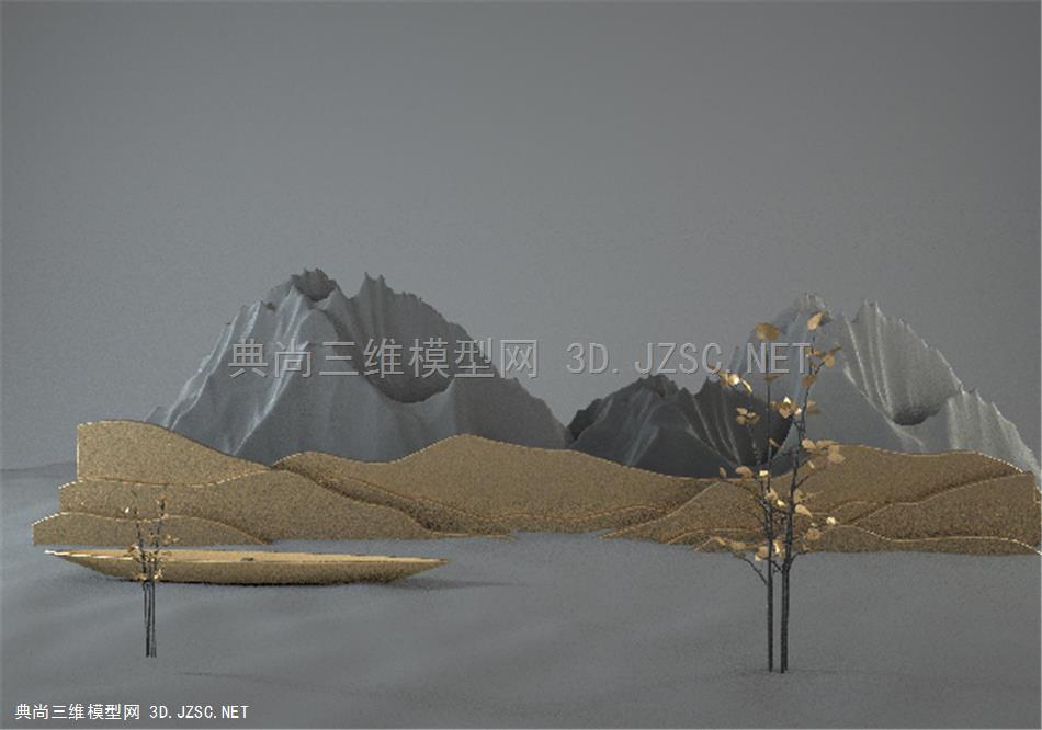 中国风山水海报模型 c4d模型