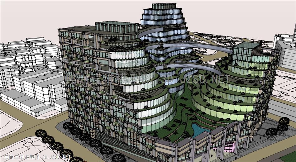 精品国际绿色建筑设计概念模型HND出品（含CAD，SU）