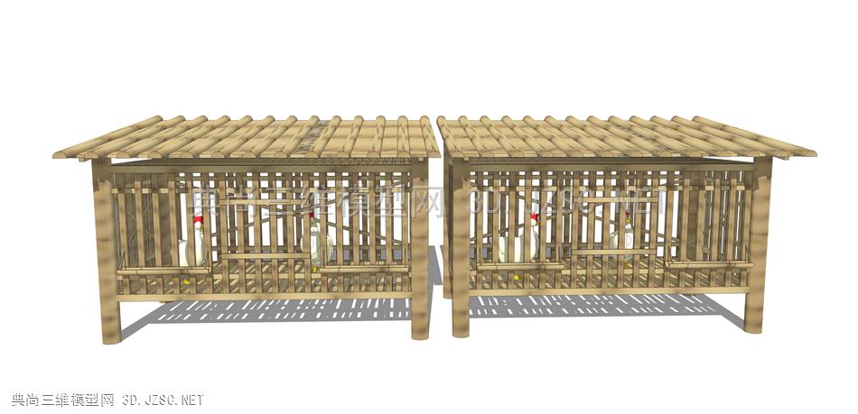 民俗农具景观小品91 鸡笼 养鸡场 鸡 动物 乡村生态园 农村 竹鸡笼