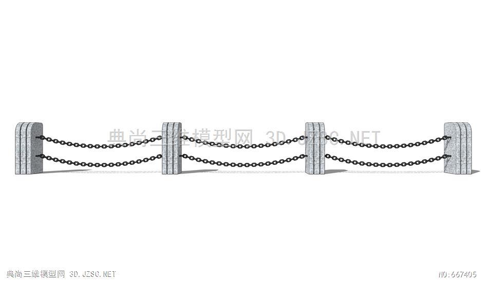 现代铁索栏杆 绳索 锁链 警戒线 围挡 (1)su模型