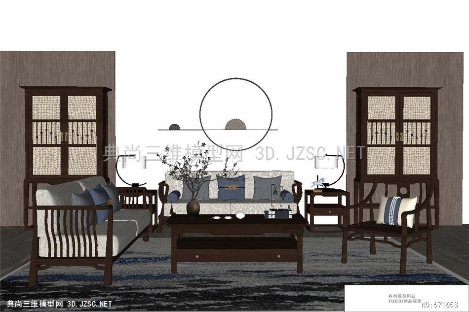 沙发 红木家具 宝座中式-1(3)-sketchup模型