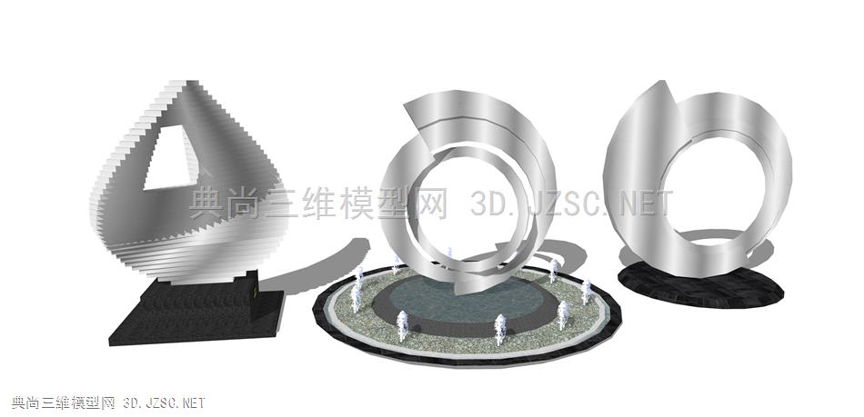 景观雕塑模型80 装饰摆件组合 现代风格装饰品 景观小品 线性线条景观装置  抽象雕塑  球状 圆形