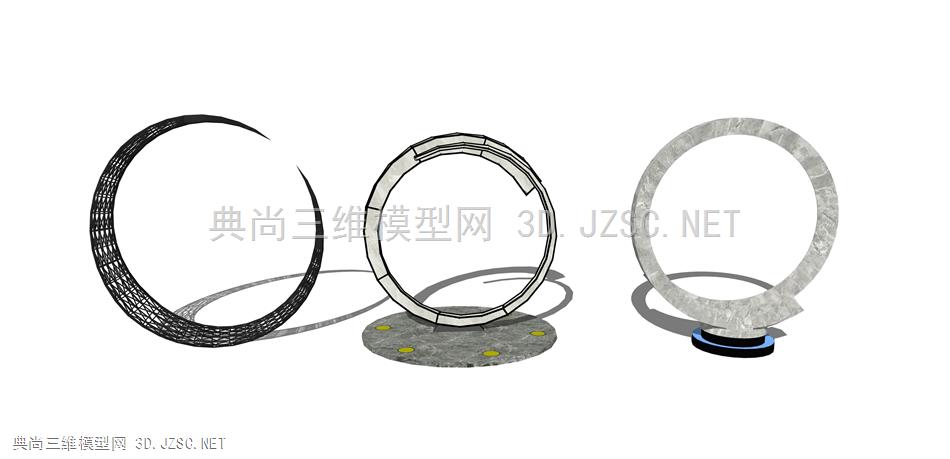 景观雕塑模型79 装饰摆件组合 现代风格装饰品 景观小品 线性线条景观装置  抽象雕塑  球状 圆形