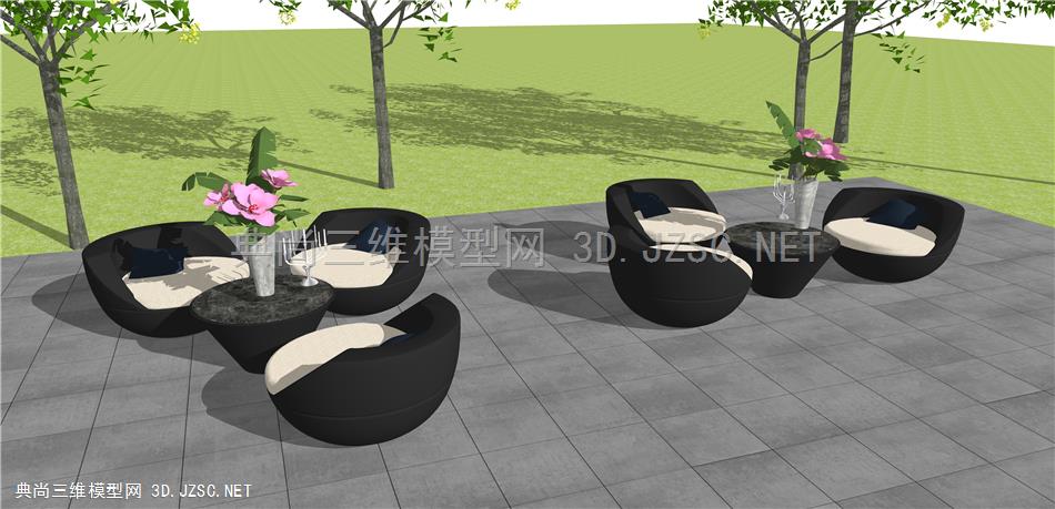 户外沙发 (1)  户外座椅SU模型  蛋形座椅  曲线座椅  室外桌椅组合 现代户外庭院桌椅 曲线桌椅