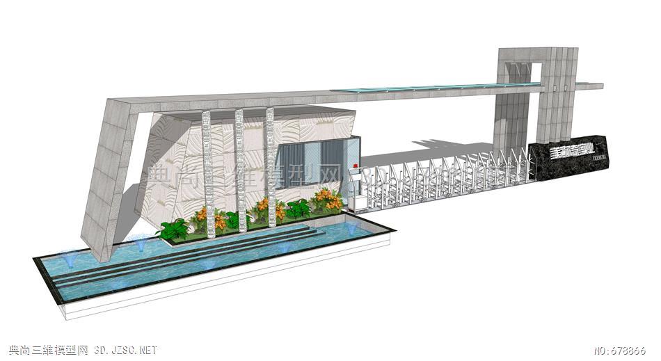 工厂大门,小区大门,学校大门入口(56)su模型 大门su模型