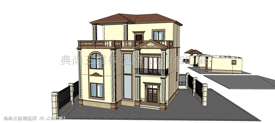 农村建筑 农村小别墅 别墅 小洋房 三层别墅su模型