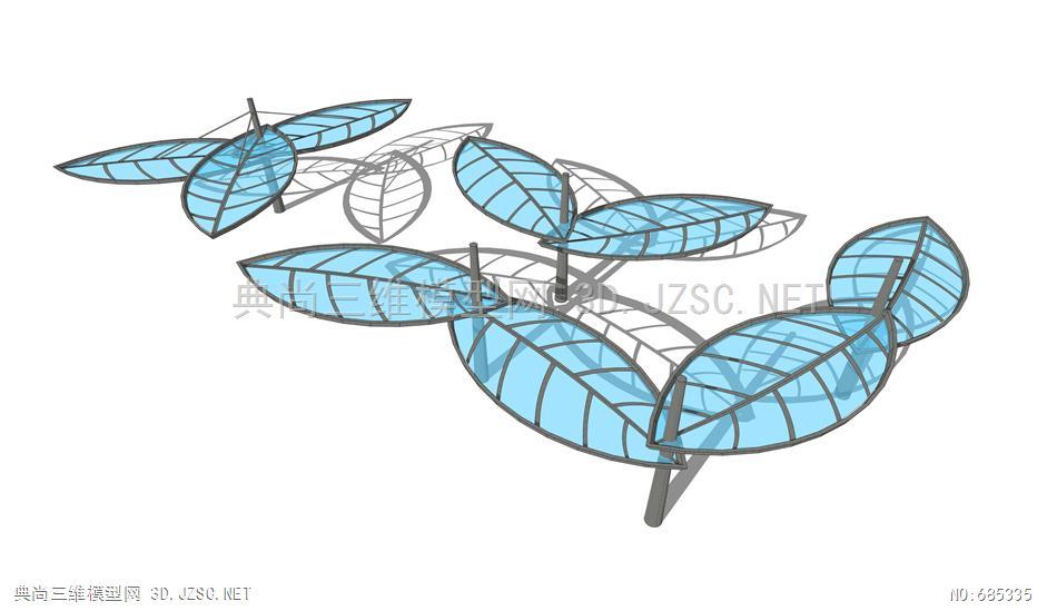 现代树叶造型廊架异形廊架植物雕塑23su模型