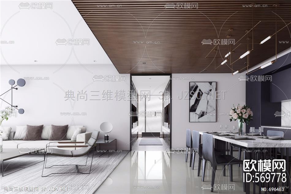 方磊设计现代客厅3d模型