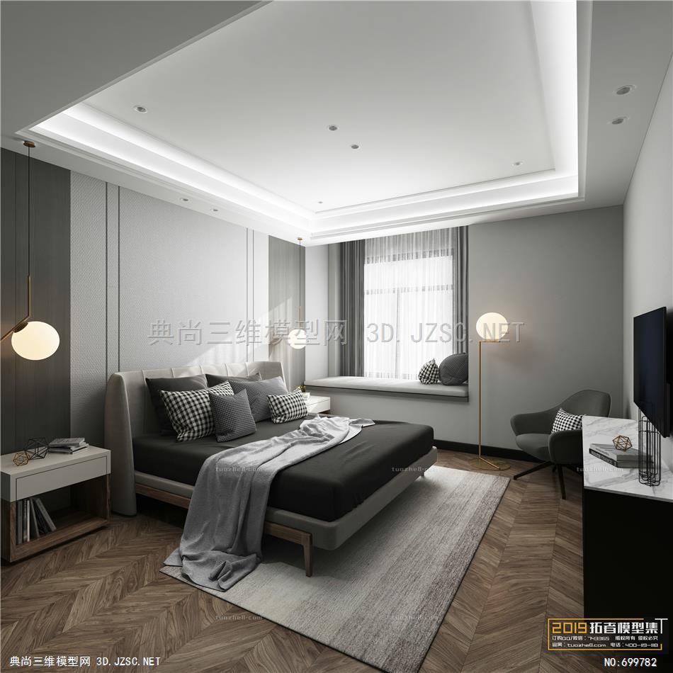 现代家装-现代卧室0813dmax模型