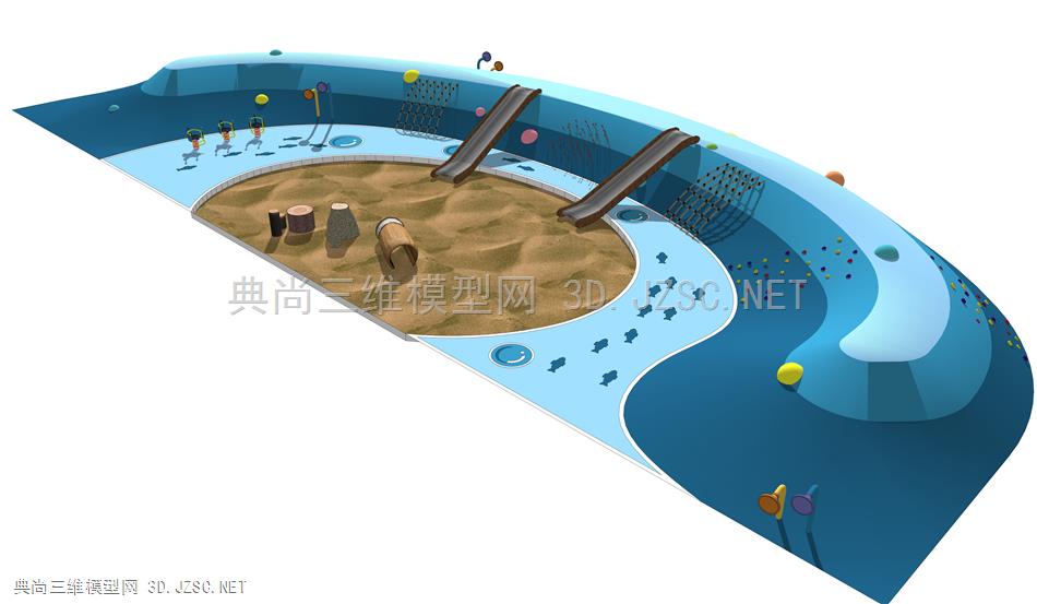 儿童攀爬沙坑su模型