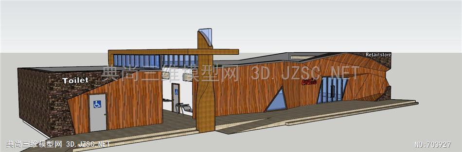 精品木结构现代风格创意公共卫生间 公共厕所 驿站 公建 公厕4su模型