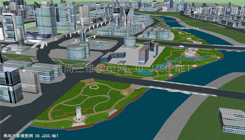 城市规划滨水景观设计模型