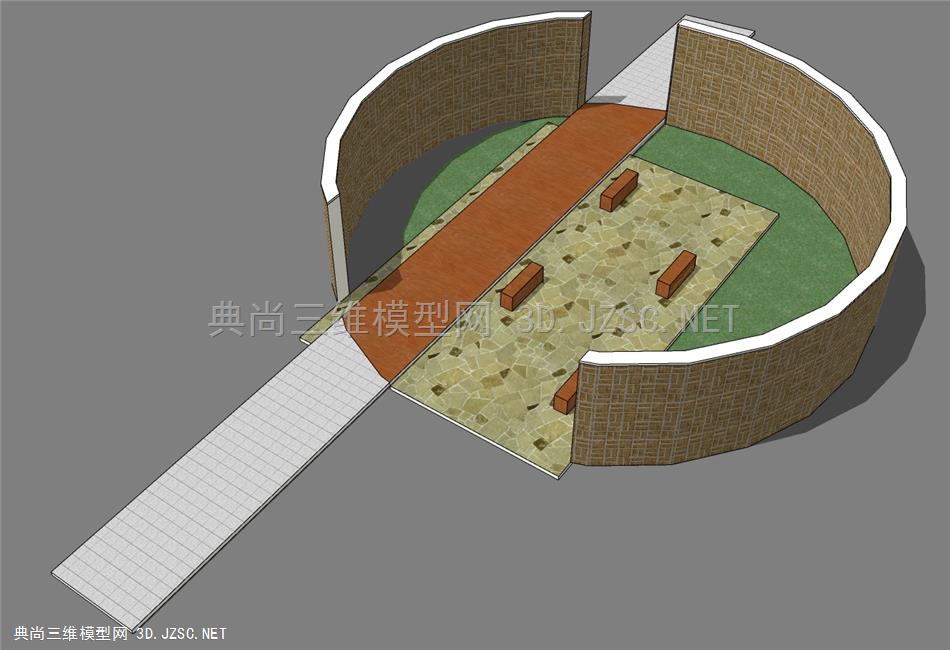 小品景墙-SU模型下载